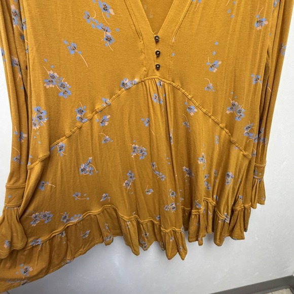 Free People Olivia Printed Tunic Dress Marigold Size Large Boho Babydoll - Picture 6 of 9